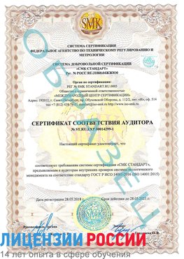 Образец сертификата соответствия аудитора №ST.RU.EXP.00014299-1 Рязань Сертификат ISO 14001